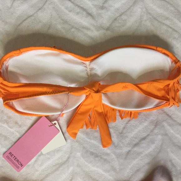 Orange Bikini Cheeky Fringed Cutout Padded - Picture 7 of 8